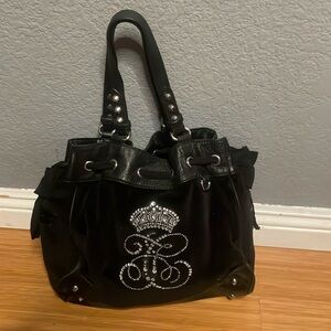 Black Designer Tote Bag with Rhinestone Embellishments